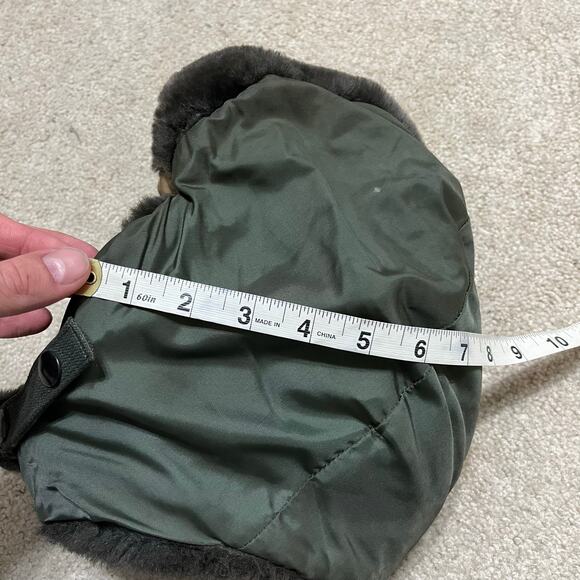 USAF 1975 HELMET FLYERS WINTER HAT B-9B AVIATOR PILOT GREEN MEDIUM - Picture 5 of 5